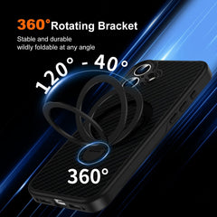 For iPhone 15 series woven texture magnetic case with 360 degree rotating bracket