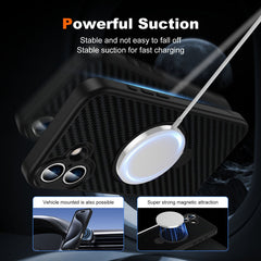 For iPhone 15 series woven texture magnetic case with 360 degree rotating bracket