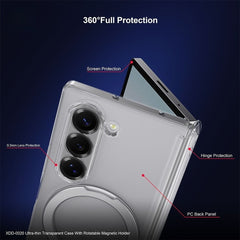 For Samsung Galaxy Z fold7 transparent Magnetic protective case with Rotating bracket