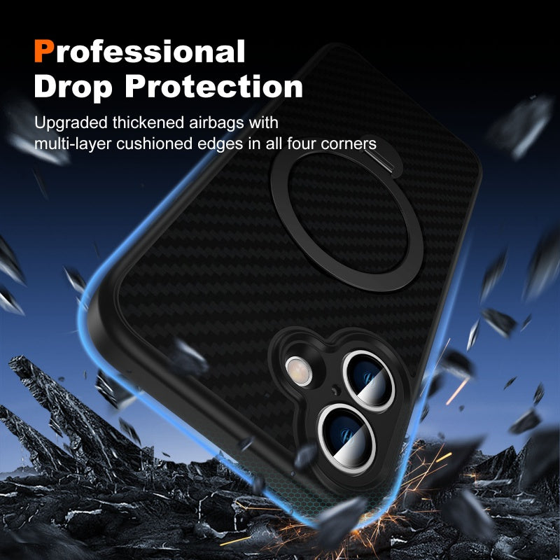 For iPhone 15 series woven texture magnetic case with 360 degree rotating bracket