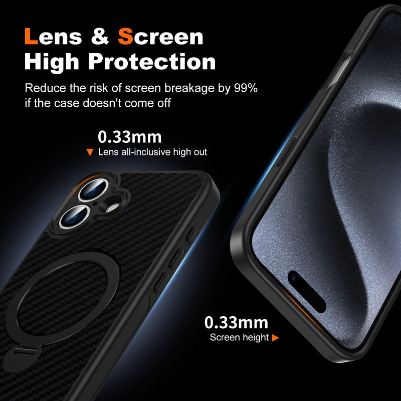 For iPhone 15 series woven texture magnetic case with 360 degree rotating bracket