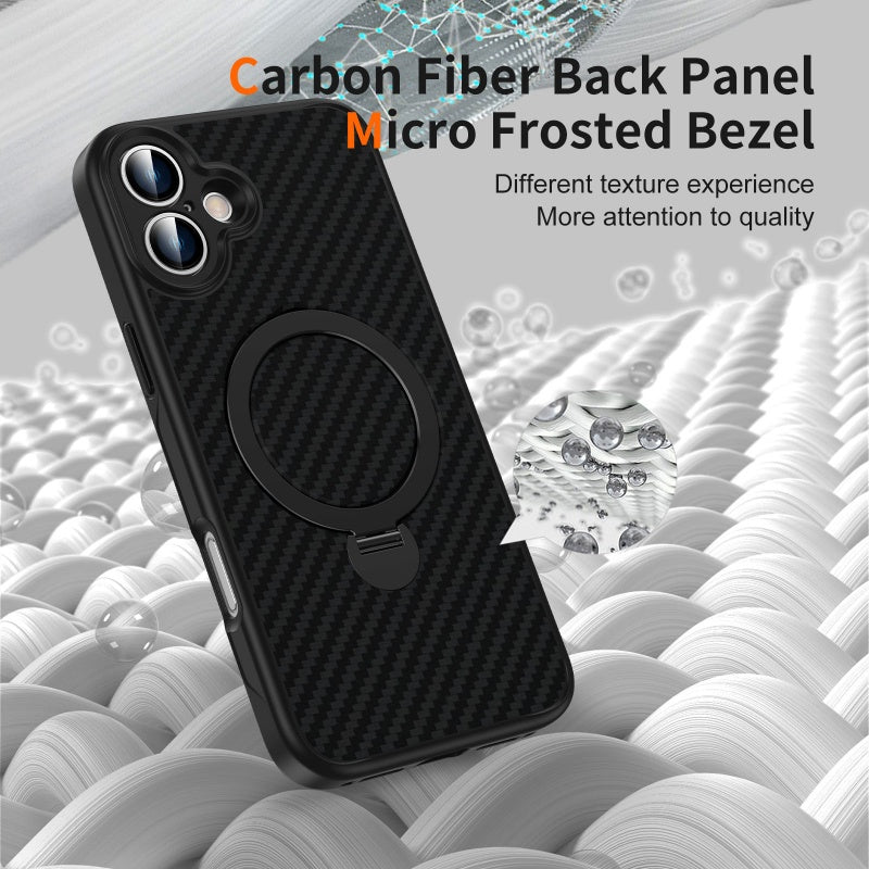 For iPhone 15 series woven texture magnetic case with 360 degree rotating bracket