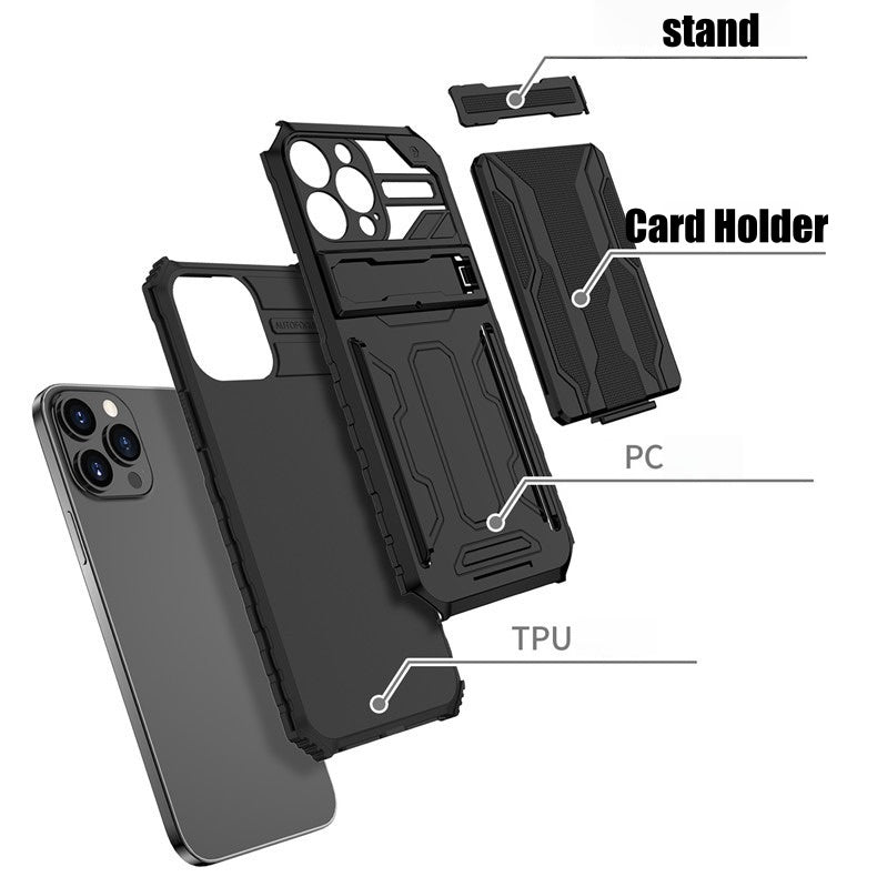 For iPhone 16 series phone case with card holder stand