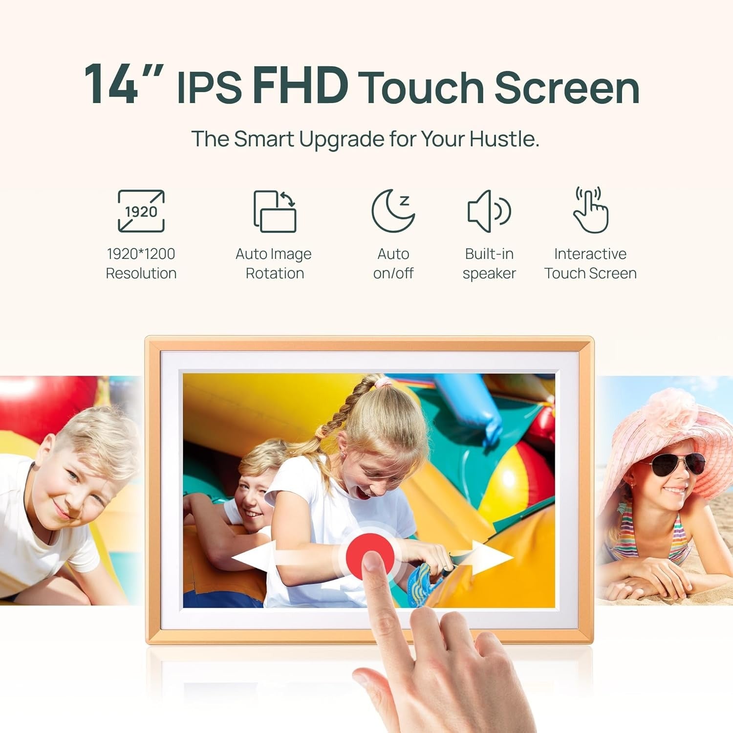 ARZOPA Digital Picture Frame WiFi 14" FHD IPS Touch Screen