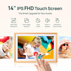 ARZOPA Digital Picture Frame WiFi 14" FHD IPS Touch Screen