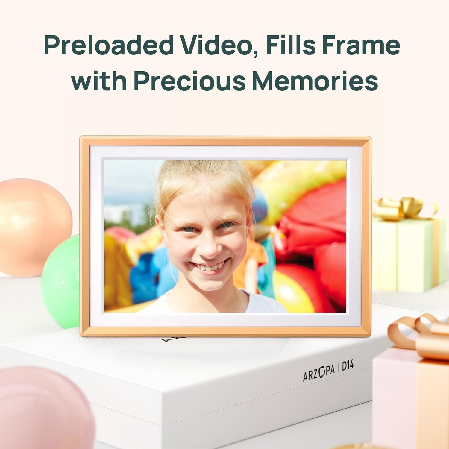 ARZOPA Digital Picture Frame WiFi 14" FHD IPS Touch Screen