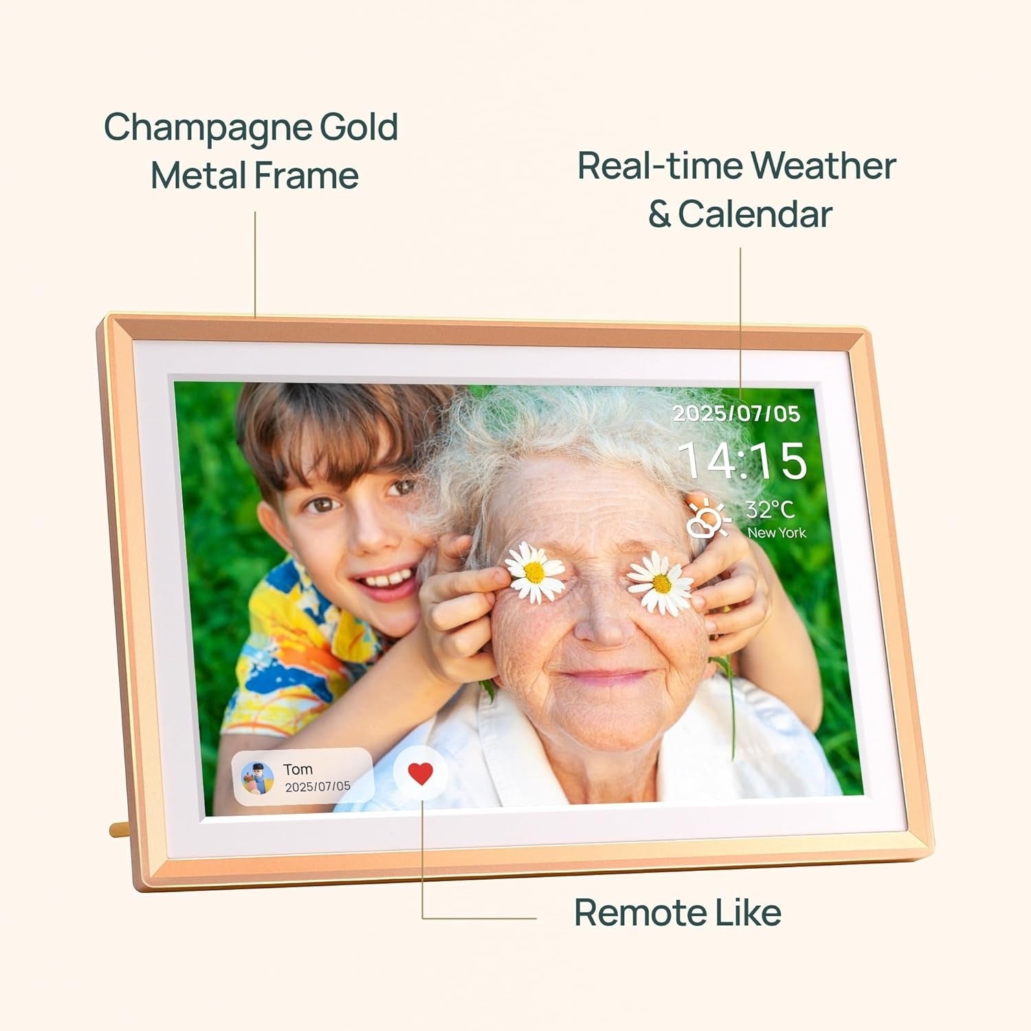 ARZOPA Digital Picture Frame WiFi 14" FHD IPS Touch Screen