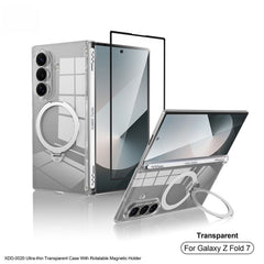 For Samsung Galaxy Z fold7 transparent Magnetic protective case with Rotating bracket