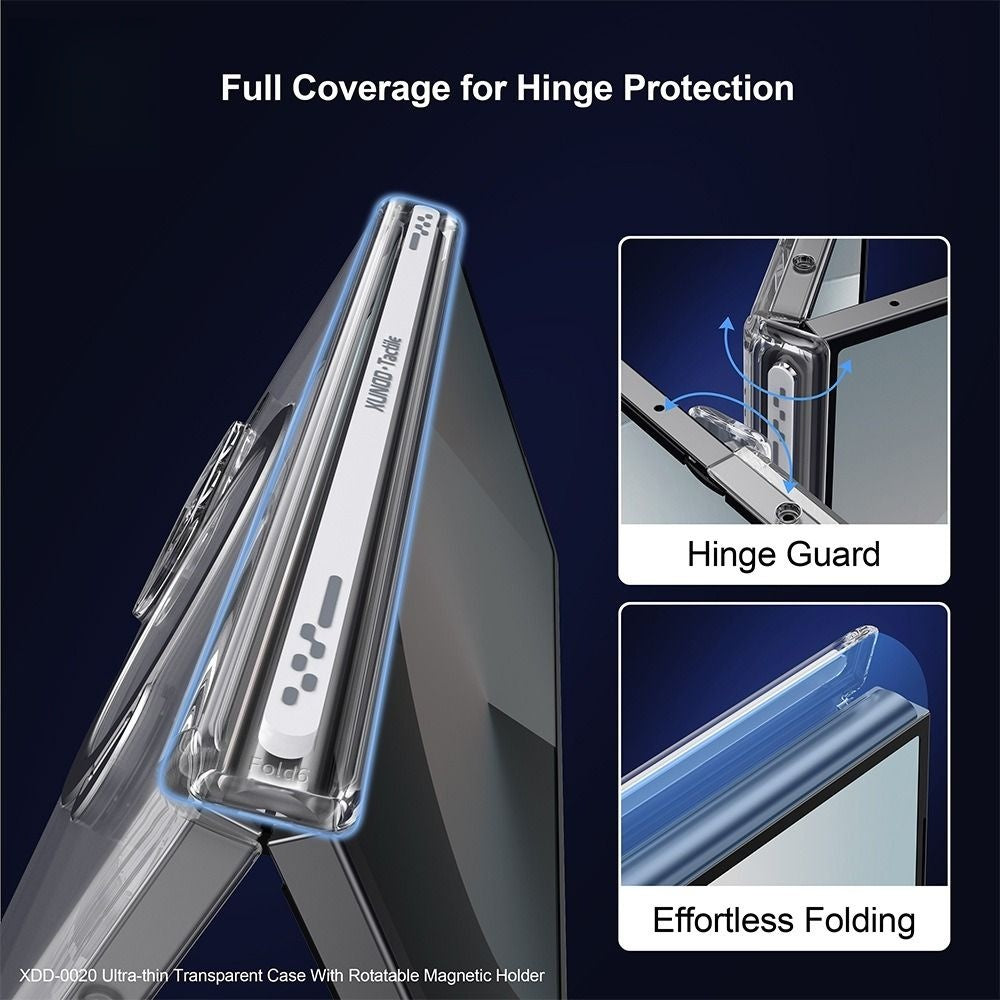 For Samsung Galaxy Z fold7 transparent Magnetic protective case with Rotating bracket