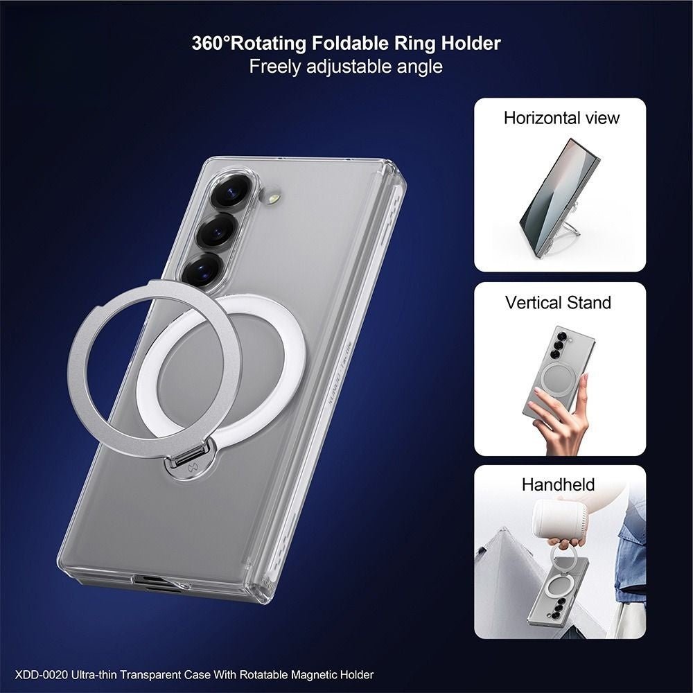 For Samsung Galaxy Z fold7 transparent Magnetic protective case with Rotating bracket