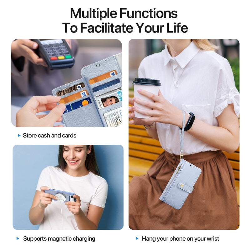 For iPhone 17 series Magnetic Flip cover Leather+PU+TPU case