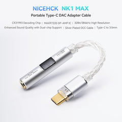 NICEHCK NK1 MAX USB C to 3.5mm Audio Adapter