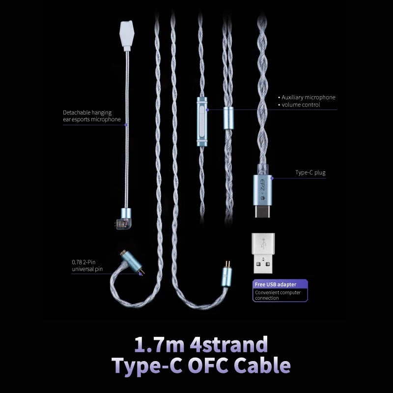 EPZ G30 Wired Earphones HIFI Music IEM In Ear Headphones Gaming Headset  Type-C 1.7MM/3.5MM ENC Noise Cancelling Custom Tuning