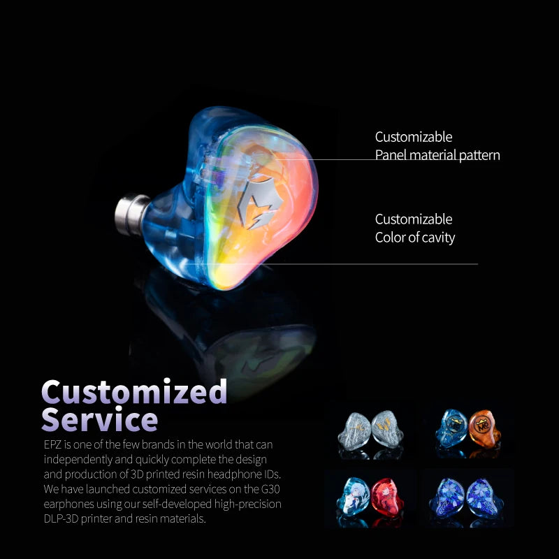 EPZ G30 Wired Earphones HIFI Music IEM In Ear Headphones Gaming Headset  Type-C 1.7MM/3.5MM ENC Noise Cancelling Custom Tuning