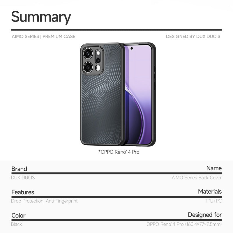 DUX DUCIS Frosted Anti-Fingerprint Case for OPPO Reno14 Pro
